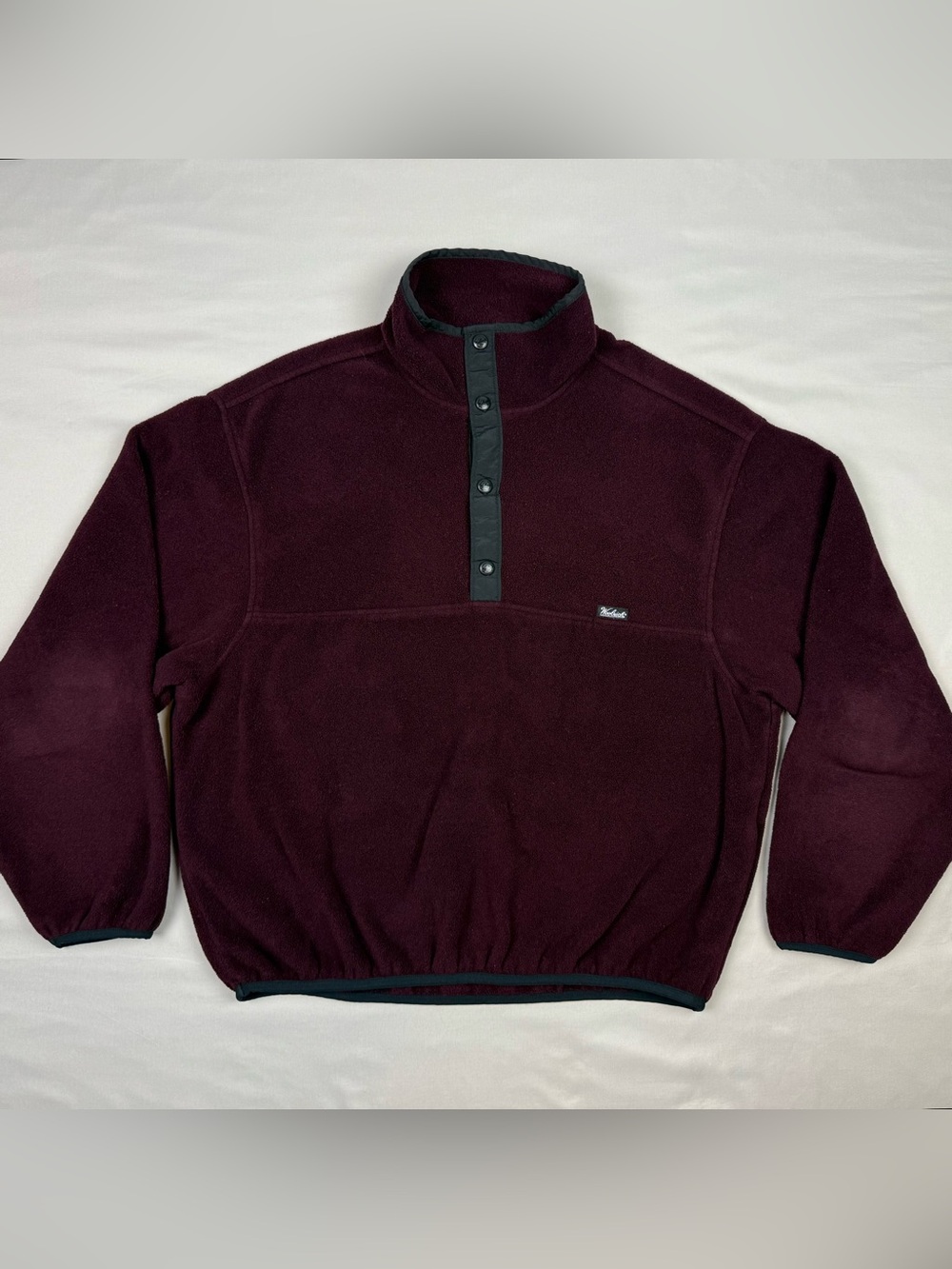 Vtg Woolrich Mens Snap T Pullover Fleece Sz Large Burgundy Made in USA C7